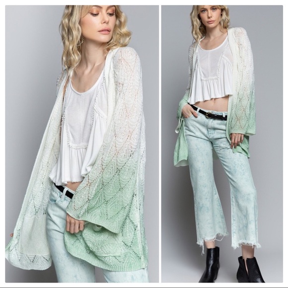 POL Jackets & Blazers - Feeling the Breeze in Pistachio-Ombre Cardigan